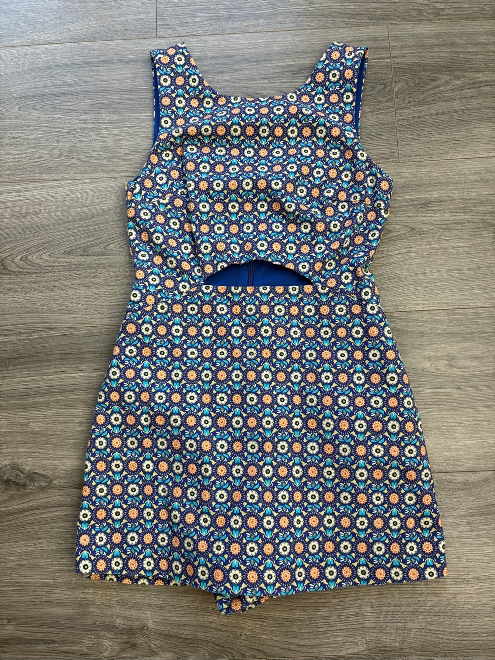 Zara Trafaluc Blue Floral Printed Romper Size S